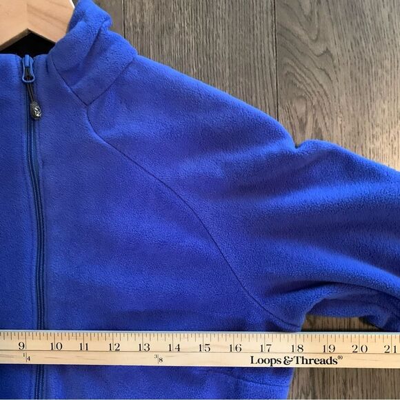 COLUMBIA Titanium Full Zip Fleece Women Medium Blue Black Zip Pocket Thumb Hole. - Picture 10 of 12